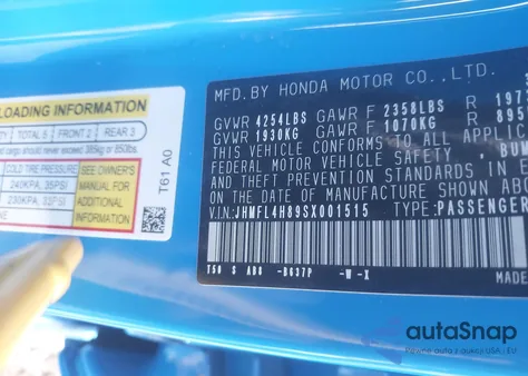 2025 Honda Civic Hybrid Sport z USA, uszkodzony, nr VIN JHMFL4H89SX001515